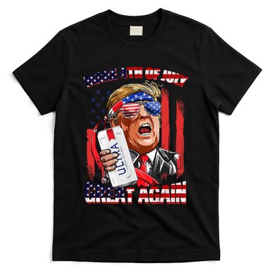 Make 4th Of July Great Again Funny Trump Drinking Beer T-Shirt