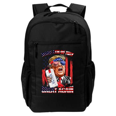 Make 4th Of July Great Again Funny Trump Drinking Beer Backpack