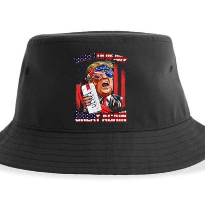 Make 4th Of July Great Again Funny Trump Drinking Beer Sustainable Bucket Hat