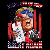 Make 4th Of July Great Again Funny Trump Drinking Beer Button