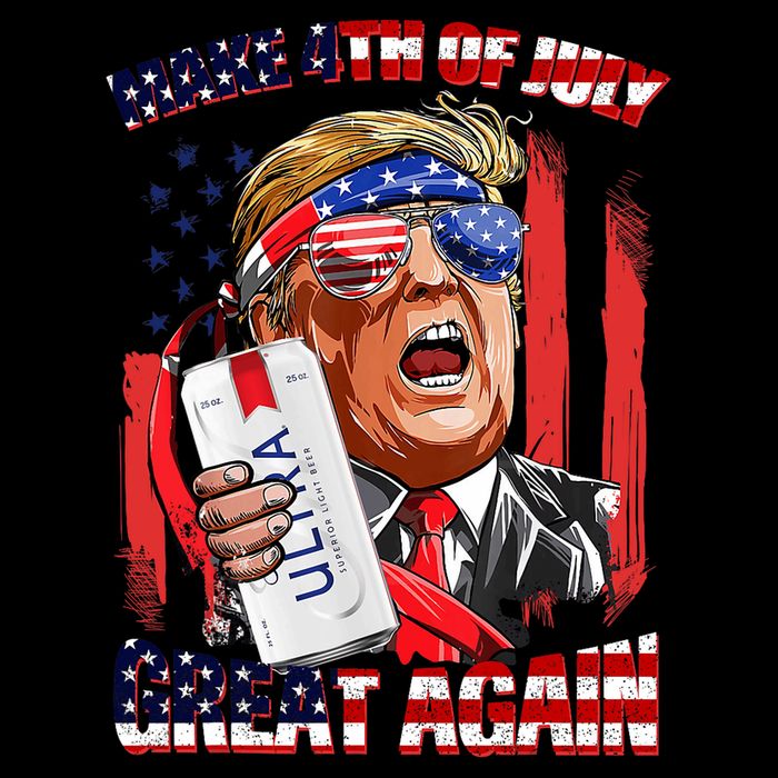 Make 4th Of July Great Again Funny Trump Drinking Beer Button