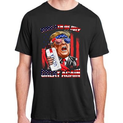 Make 4th Of July Great Again Funny Trump Drinking Beer Adult ChromaSoft Performance T-Shirt