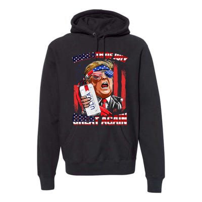 Make 4th Of July Great Again Funny Trump Drinking Beer Premium Hoodie