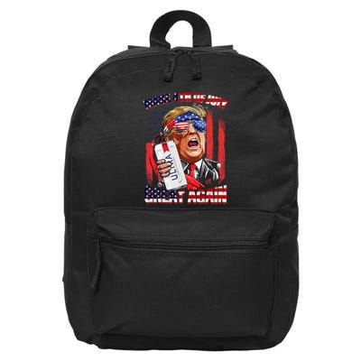 Make 4th Of July Great Again Funny Trump Drinking Beer 16 in Basic Backpack