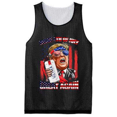 Make 4th Of July Great Again Funny Trump Drinking Beer Mesh Reversible Basketball Jersey Tank