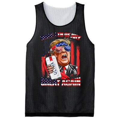 Make 4th Of July Great Again Funny Trump Drinking Beer Mesh Reversible Basketball Jersey Tank