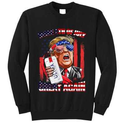 Make 4th Of July Great Again Funny Trump Drinking Beer Tall Sweatshirt