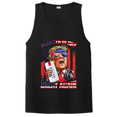 Make 4th Of July Great Again Funny Trump Drinking Beer PosiCharge Competitor Tank