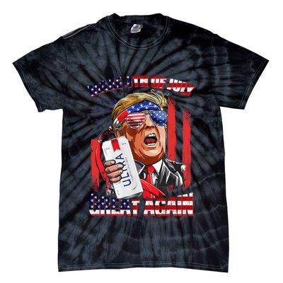 Make 4th Of July Great Again Funny Trump Drinking Beer Tie-Dye T-Shirt