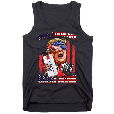 Make 4th Of July Great Again Funny Trump Drinking Beer Tank Top