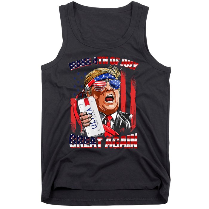 Make 4th Of July Great Again Funny Trump Drinking Beer Tank Top