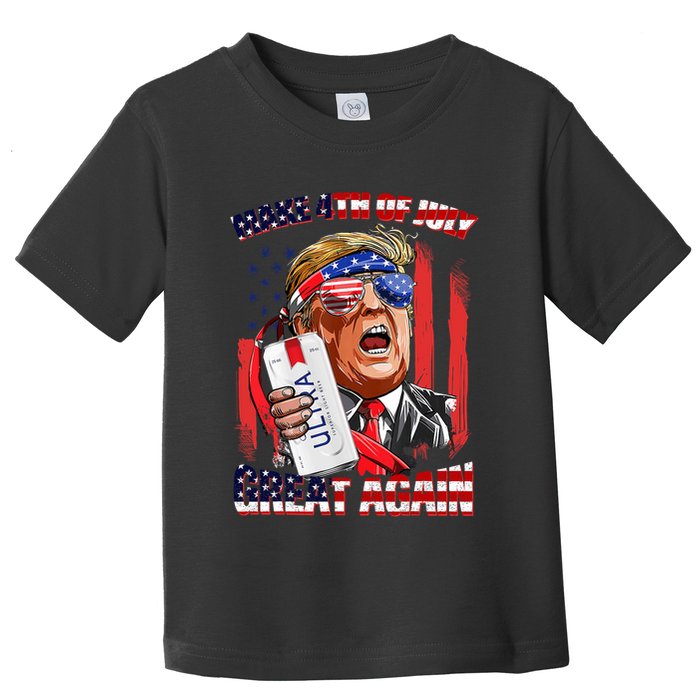 Make 4th Of July Great Again Funny Trump Drinking Beer Toddler T-Shirt