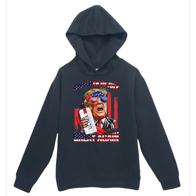 Make 4th Of July Great Again Funny Trump Drinking Beer Urban Pullover Hoodie