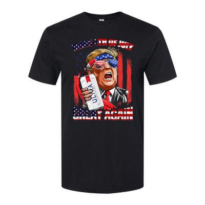 Make 4th Of July Great Again Funny Trump Drinking Beer Softstyle CVC T-Shirt