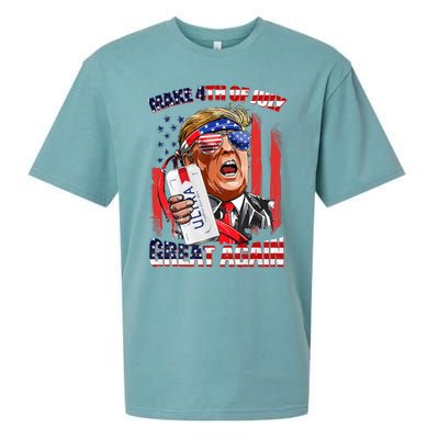 Make 4th Of July Great Again Funny Trump Drinking Beer Sueded Cloud Jersey T-Shirt