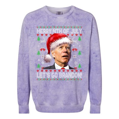 Merry 4th Of July Let's Go Branson Brandon Ugly Sweater Colorblast Crewneck Sweatshirt