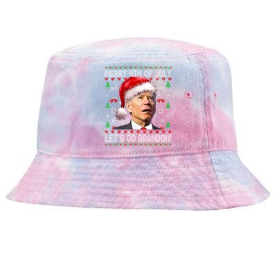 Merry 4th Of July Let's Go Branson Brandon Ugly Sweater Tie-Dyed Bucket Hat