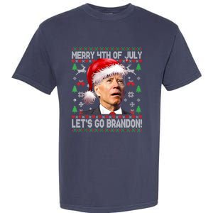 Merry 4th Of July Let's Go Branson Brandon Ugly Sweater Garment-Dyed Heavyweight T-Shirt