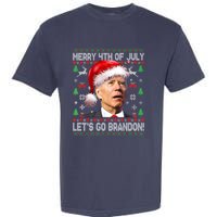 Merry 4th Of July Let's Go Branson Brandon Ugly Sweater Garment-Dyed Heavyweight T-Shirt