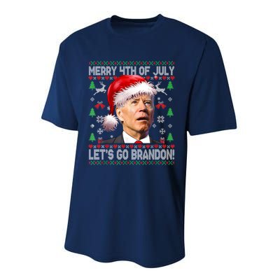 Merry 4th Of July Let's Go Branson Brandon Ugly Sweater Performance Sprint T-Shirt