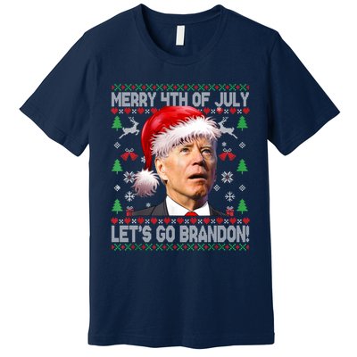 Merry 4th Of July Let's Go Branson Brandon Ugly Sweater Premium T-Shirt