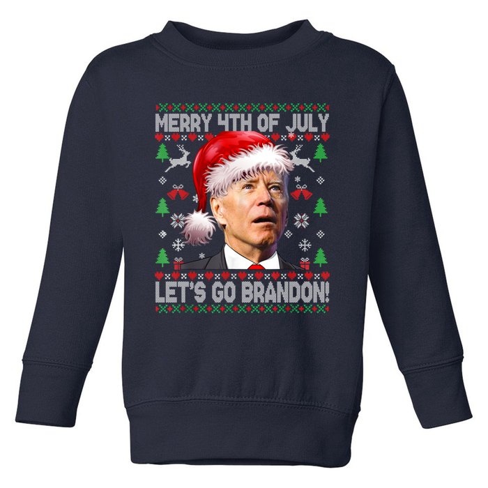 Merry 4th Of July Let's Go Branson Brandon Ugly Sweater Toddler Sweatshirt