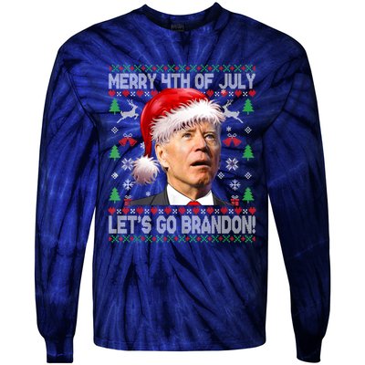 Merry 4th Of July Let's Go Branson Brandon Ugly Sweater Tie-Dye Long Sleeve Shirt