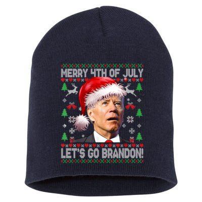 Merry 4th Of July Let's Go Branson Brandon Ugly Sweater Short Acrylic Beanie