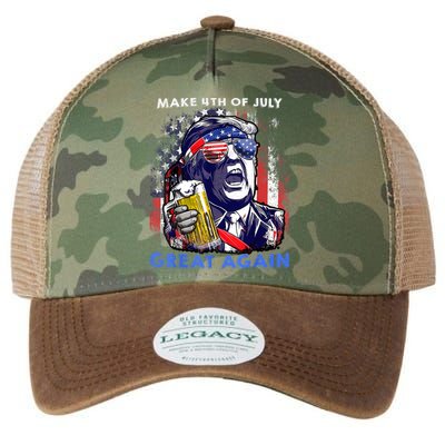 Make 4th Of July Great Again Funny Trump Drinking Beer Legacy Tie Dye Trucker Hat