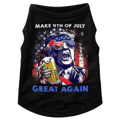 Make 4th Of July Great Again Funny Trump Drinking Beer Doggie Tank