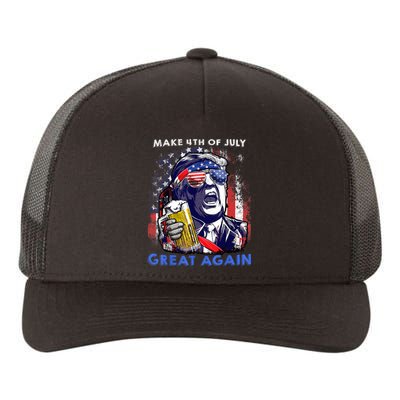 Make 4th Of July Great Again Funny Trump Drinking Beer Yupoong Adult 5-Panel Trucker Hat