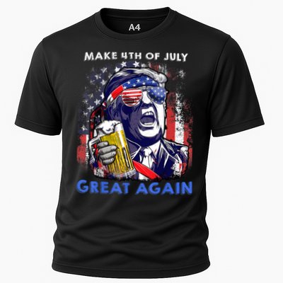 Make 4th Of July Great Again Funny Trump Drinking Beer Performance Shirt