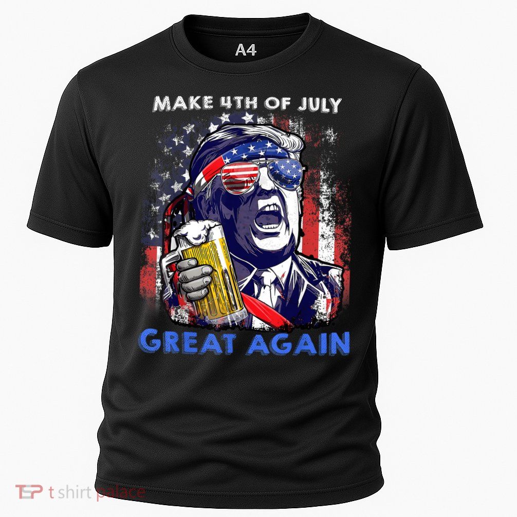 Make 4th Of July Great Again Funny Trump Drinking Beer Performance Shirt