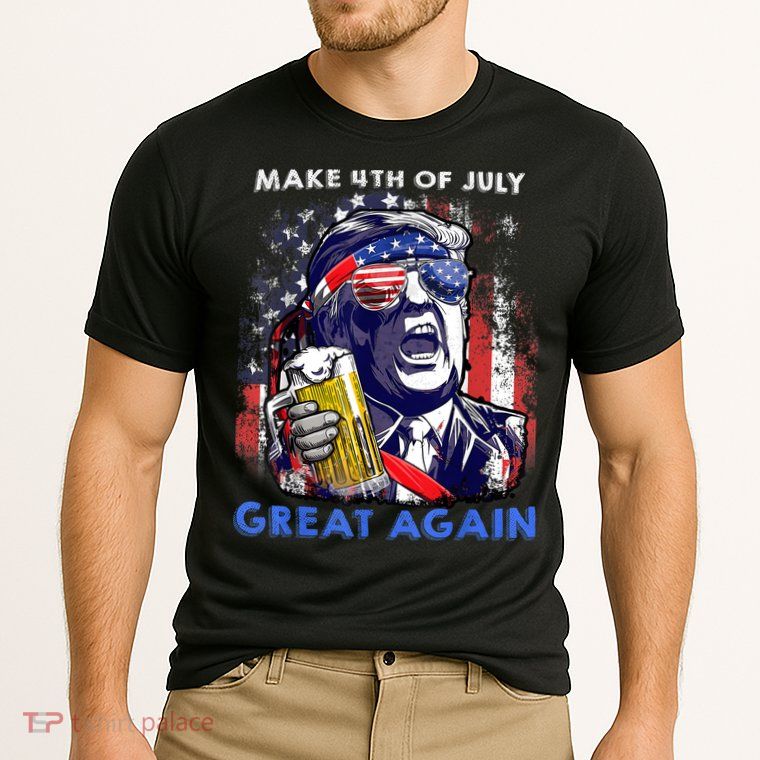 Make 4th Of July Great Again Funny Trump Drinking Beer Performance Shirt