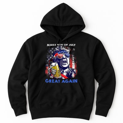 Make 4th Of July Great Again Funny Trump Drinking Beer Hoodie