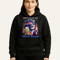 Make 4th Of July Great Again Funny Trump Drinking Beer Hoodie