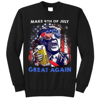 Make 4th Of July Great Again Funny Trump Drinking Beer Sweatshirt