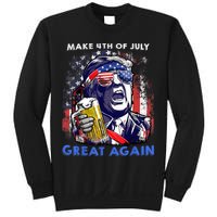 Make 4th Of July Great Again Funny Trump Drinking Beer Sweatshirt