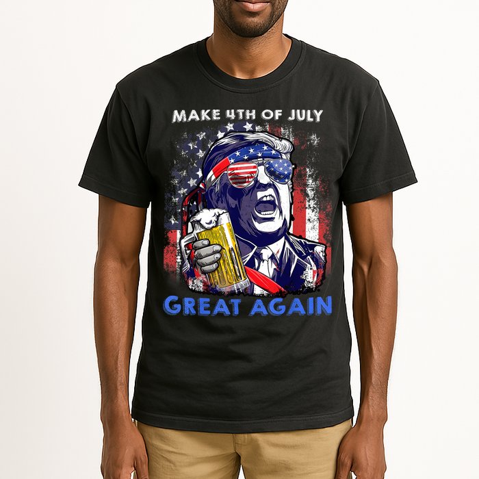 Make 4th Of July Great Again Funny Trump Drinking Beer Tall T-Shirt