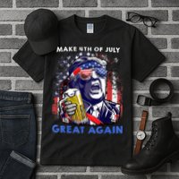 Make 4th Of July Great Again Funny Trump Drinking Beer Tall T-Shirt
