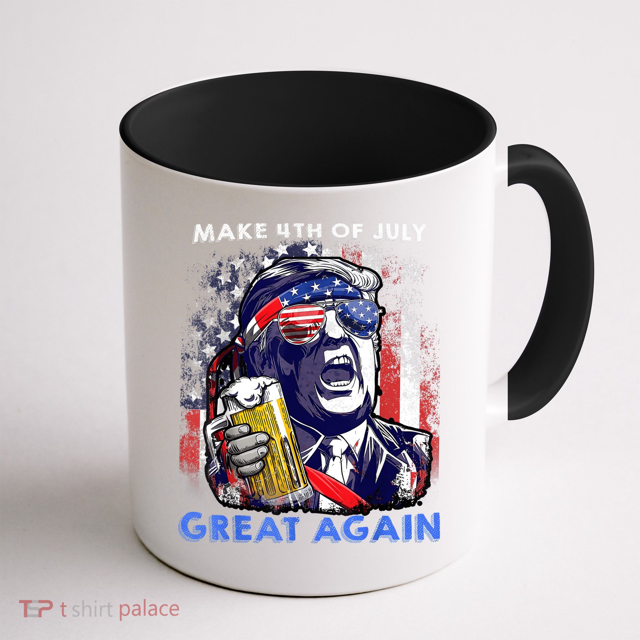 Make 4th Of July Great Again Funny Trump Drinking Beer Mug