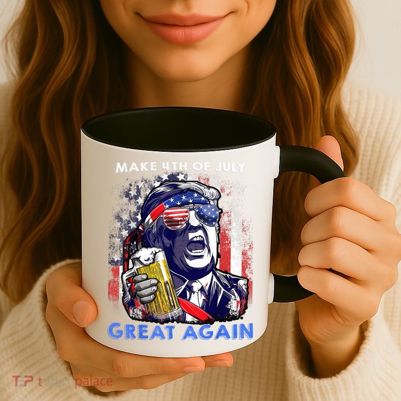 Make 4th Of July Great Again Funny Trump Drinking Beer Mug