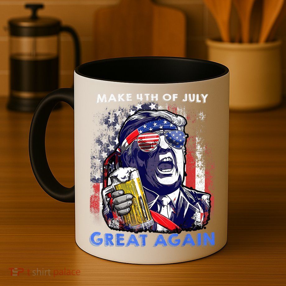 Make 4th Of July Great Again Funny Trump Drinking Beer Mug