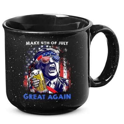 Make 4th Of July Great Again Funny Trump Drinking Beer 15oz Campfire Ceramic Mug