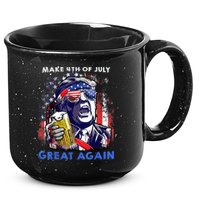 Make 4th Of July Great Again Funny Trump Drinking Beer 15oz Campfire Ceramic Mug
