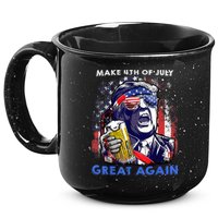 Make 4th Of July Great Again Funny Trump Drinking Beer 15oz Campfire Ceramic Mug