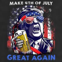 Make 4th Of July Great Again Funny Trump Drinking Beer 15oz Campfire Ceramic Mug
