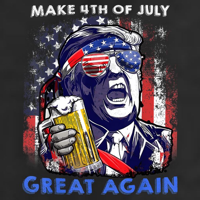 Make 4th Of July Great Again Funny Trump Drinking Beer 15oz Campfire Ceramic Mug