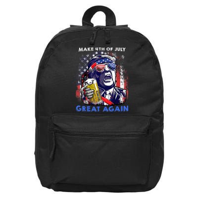 Make 4th Of July Great Again Funny Trump Drinking Beer 16 in Basic Backpack