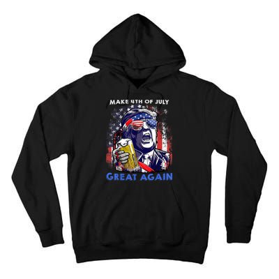 Make 4th Of July Great Again Funny Trump Drinking Beer Tall Hoodie